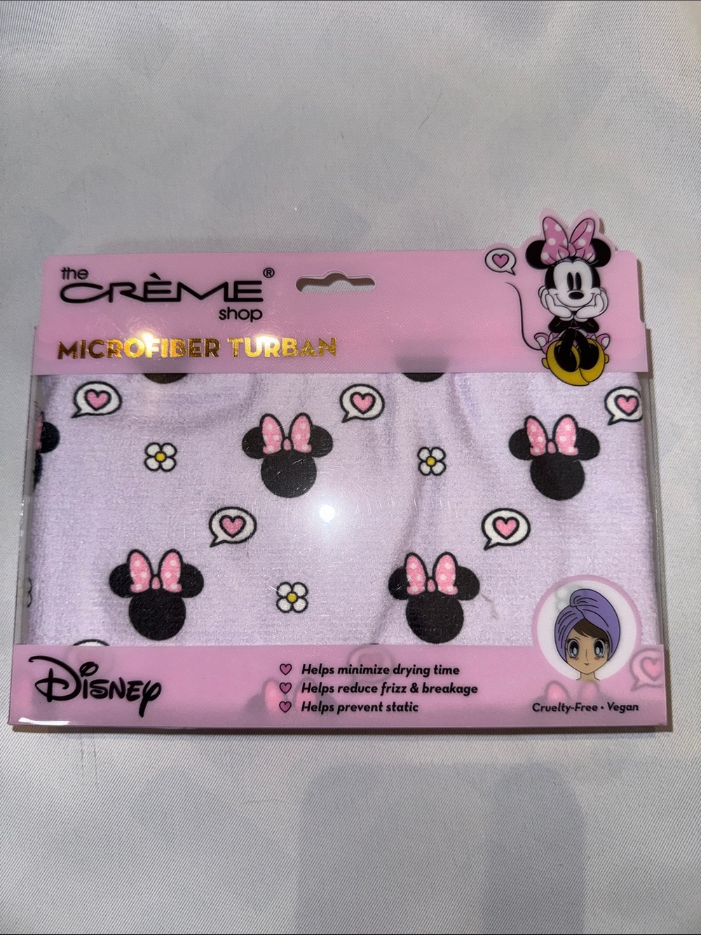 Disney Minnie Mouse Women’s Pink/Lavender Microfiber Hair Turban, The Crème Shop